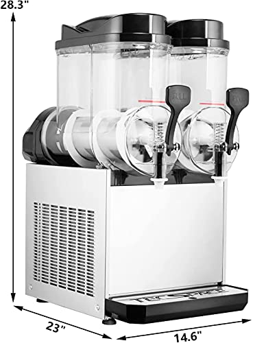 Tecspace 110V Commercial Slushy Machine,15/30/45L Stainless Steel Margarita Smoothie Frozen Drink Maker For Ice Juice Tea Coffee Making, Sliver #TOP3