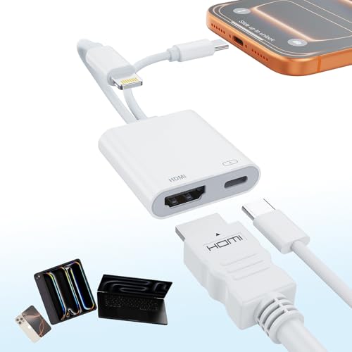 [Certificato MFi] Adattatore USB-C e Lightning a HDMI per iPhone 17/16/15 per televisore/proiettore, convertitore AV digitale 4K a 60Hz Adattatore da iPad a...
