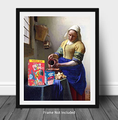 Altered Pop Art No.14 Wall Print - 11X14 Unframed Vintage Eclectic Surreal Rococco Female Funny Portrait Kitchen Decor. Baroque Mom Making Breakfast #TOP1