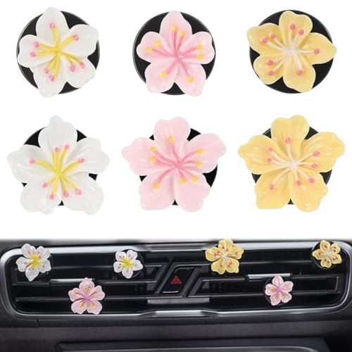 6 Piezas Clip Difusor de Margarita, Clips de Ventilación de Flores de Margarita Clip de Ventilación de Coche, Ambientador de Coche Difusor de Perfume para Coche