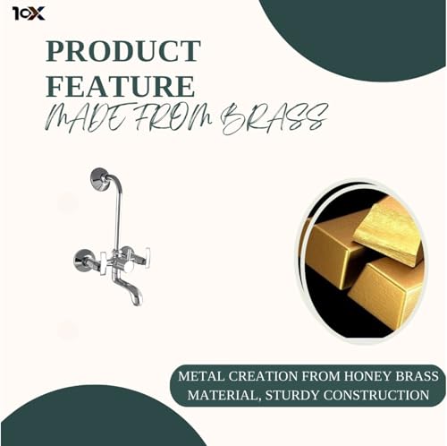 Image of 10X Brass Wall Mixer 2 in 1 for Bathroom WM-71143 with Provision for Overhead Shower with Long Bend Pipe Chrome Finish