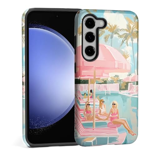 TAMEFOX Case for Samsung Galaxy S23 FE,Anti Drop Scratch Protective Phone Cover Case for Women Girl-Pink Pool Girly Summer Vacation - image 1