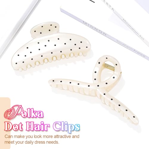 Pinzas para cabello grandes lunares crema pack 2 miniatura 2