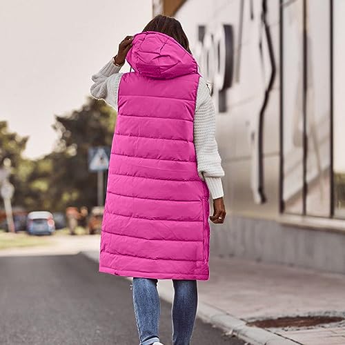 hlysgo Women'S Long Quilted Vest Sleeveless Maxi Length Puffer Vest Zipper & Button Up Casual Down Coat Winter Outerwear3