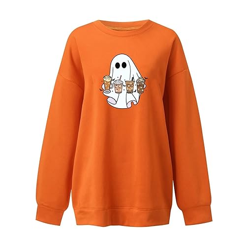 Pull d'Halloween ample résolvant le manque de confort avec ce sweatshirt femme orange XXL - 3