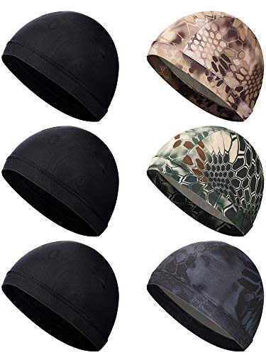 Image of SATINIOR 6 Pieces Unisex Helmet Liner Skull Cap Cooling Cycling Cap Sports Helmet Cap Sweat Wicking Cap