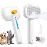 ROJECO 3-in-1 Pet Steam Brush for Cats&Dogs-Pet Spray Hair Removal Detangling Comb with Adjustable Mist,Handheld Deshedding Grooming Tool for Long/Short Hair,Massage Brush & Shedding Control,Cordless