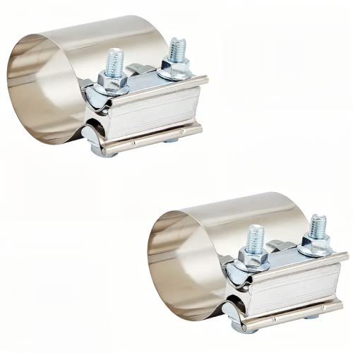 2.5" Stainless Steel Exhaust Clamp,Universal Muffler Clamp Button Joint,Anti-Rust&Corrosion Resistant,Band Clamp For Motorcycle,Car Exhaust System,Tube Conection,Pipe Repair,Repalcment,Butt Clamp #TOP1