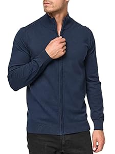 Indicode Herren Lau Strickjacke mit Stehkragen aus 80% Baumwolle | Cardigan für Männer Navy, L