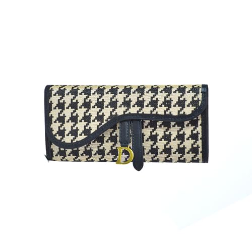 PORRASSO Women Wallet Fashion Purse PU Leather Multi-Card Wallet Card Holder Organizer Ladies Trifold Wallets Houndstooth A