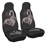Delerain Car Seat Covers 2pcs, Scorpion Universal Front Car Seats Vehicle Enterior Protector Suitable Fits Most Car Auto SUV Sedan Truck