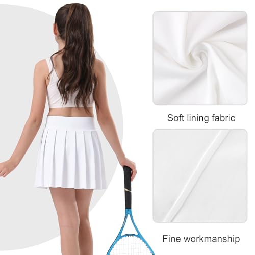 Image of Bezioner Girls Tennis Skirt A-Line Pleated Skirt with Shorts Pocket Uniform Skort for Golf Athletic Cheerleading