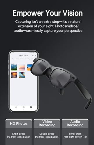 Image of Genius Smart AI Camera Glasses G2, 1200P HD Video Recording, 8MP IMX219 Sensor, Wi-Fi Bluetooth, Voice Translation, 16GB Memor