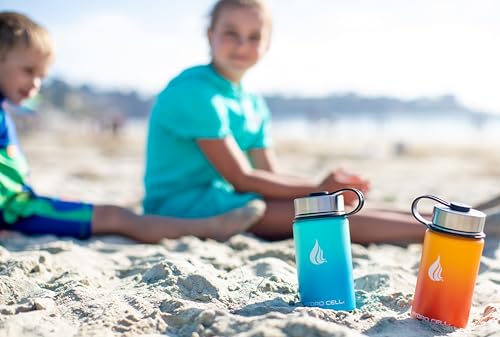 Image of HYDRO CELL Stainless Steel Insulated Water Bottle with Straw - For Cold & Hot Drinks - Metal Vacuum Flask with Screw Cap and Modern Leakproof Sport Thermos for Adults (Teal /Blue 14oz)