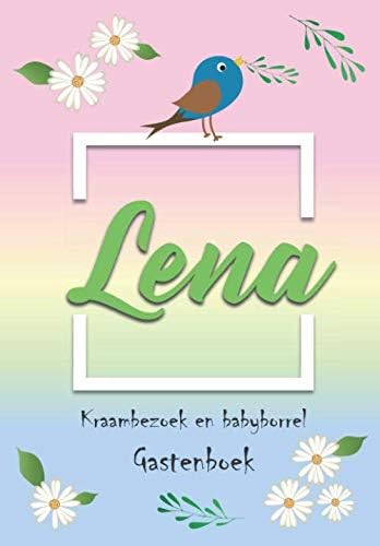 NBT MatterLena - Kraambezoek en babyborrel Gastenboek | Cover met bloem- en vogeltjesmotief | Gepersonaliseerde Nederlandstalige kaft