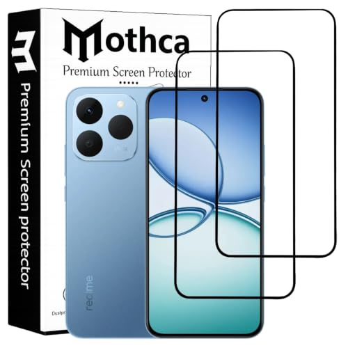 Image of Mothca Military-Grade Tempered Glass Screen Protector Compatible for Realme 15T with Edge to Edge Coverage - Case Friendly, Anti-Scratch & Bubble-Free Installation Kit (Pack of 2)