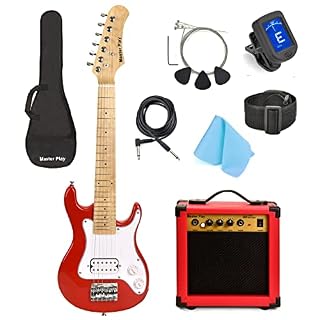 Guitare électrique de 30 pouces avec kit complet de démarrage pour débutants, amplificateur 20 W, 6 cordes supplémentaires, médiators, sac de concert, bandoulière, tuner numérique, câble, chiffon de - Les Beatles, Paul McCartney, John Lennon, RIngo Starr, George Harrison