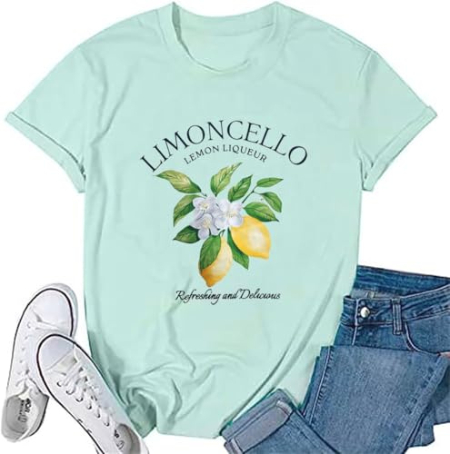 Women Lemon Shirt Limoncello per Favore Tshirt Lemon Graphic Tees Summer Casual Holiday Short Sleeve Tee Tops
