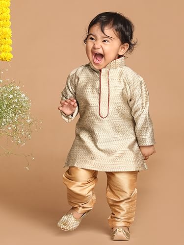 Image of VASTRAMAY Baby Boys Silk Blend Printed Infant Azure and Kurta Pyjama Set