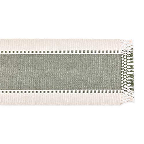 DII Dobby Stripe Woven Table Runner, 13x108 (13x113.5, Fringe Included), Artichoke by DII - Image 2
