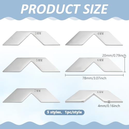 BENECREAT 5-teiliges 201 Edelstahl Eckgehrungswerkzeug, 3/4/5/6/7 mm Buchbinde-Eckschneidewerkzeug, Buchbinde-Eckschneidevorrichtungsset, Buchbindeset für die Albumherstellung, Buchbinden