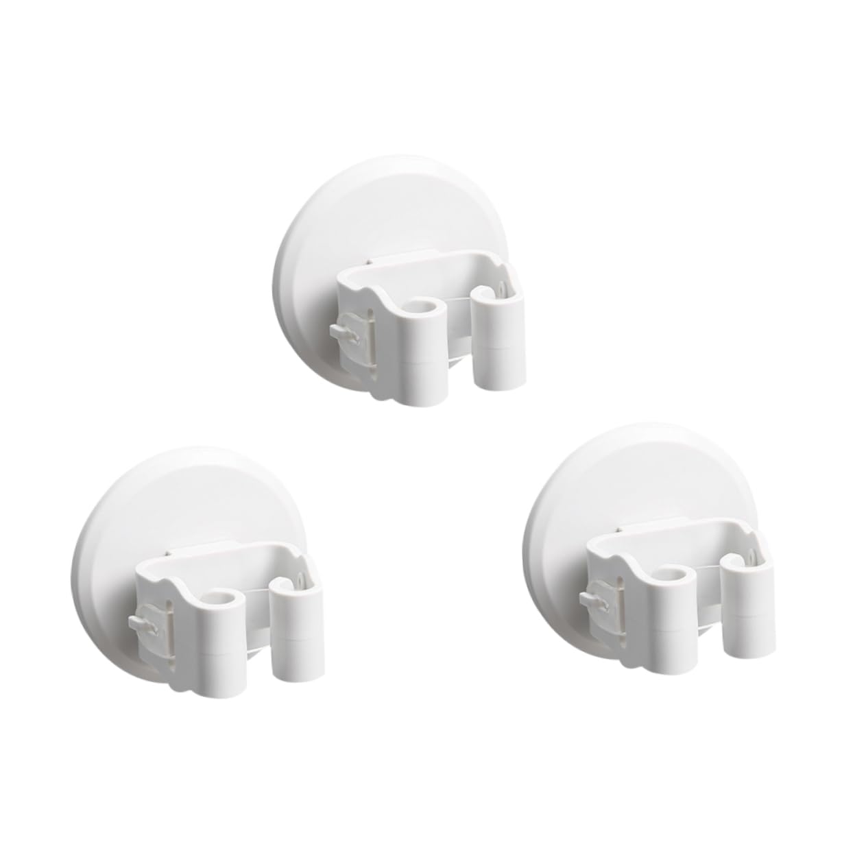 DOITOOL 3pcs Plastic Hooks for Hanging Mop Broom Holder Mop Broom Clamps Suction Cup Clamp Broomstick Mop Clip Hook up Mop Holder No Punching White Mop Clamp