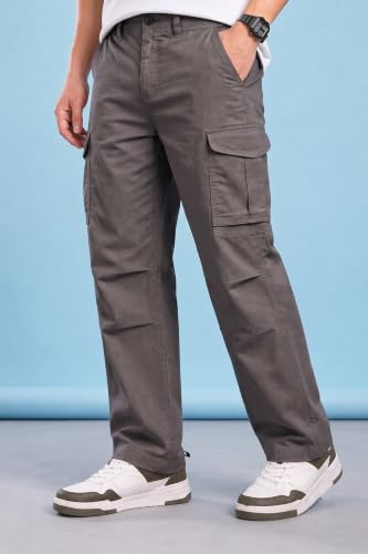 Image of Vogaan Men Cotton Linen Blend Cargo Pants | Mid Rise Regular Fit Casual Trousers | Multi Pocket Utility Bottom Wear | Comfortable Breathable Fabric Travel Outdoor Styling
