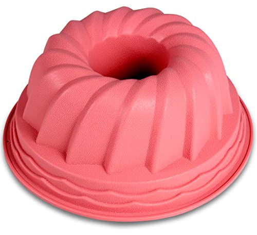 Forma de Pudim Bolo Antiaderente Silicone Decorada para Assadeira Forno Freezer Congelador (Vermelho