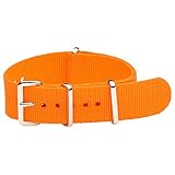 Clockwork Synergy® - Classic SS Nylon Ballistic Watch Band Straps - Orange - 18mm Interchangeable Replacement Military Watch Strap