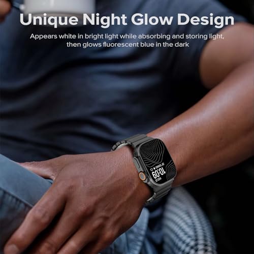 Image of CHANCHY Titanium Band Compatible with Apple Watch Ultra 3 /2 /1 Band 49mm 46mm 45mm 44mm 42mm, Luxury Band Titanium Silicone Dual-Layer Link for Men iWatch Series 11 10 9 8 7 6 5 4 SE
