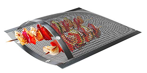 Skywin Sacs de barbecue en maille anti-adhésif résistant à la température en PTFE réutilisables pour barbecue facile à griller, oignons, poivrons, légumes, crevettes, etc Cover