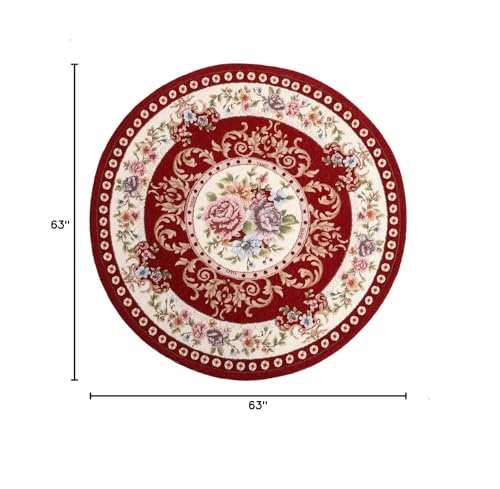 Tapete redondo floral 160 cm antideslizante lavable miniatura 3