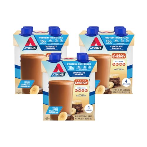 Atkins Chocolate Banana Protein Shake, 15g Proteína, 12 unidades miniatura 2
