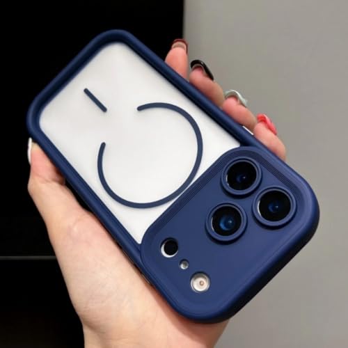 Coque magnétique iPhone 15 Pro antichoc silicone transparent bleu marine