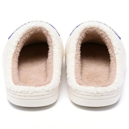 Image of Women's Men's Preppy Happy Face Slippers Comfy Warm Plush Slip-On House Slipper for Winter Indoor Soft Cushion Non-slip Fluffy Slides Slippers
