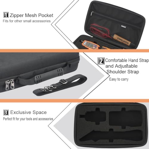RAIACE Hard Travel Storage Case Compatible with Klein Tools ET310 AC Circuit Breaker, Finder & 80041 Outlet Repair Tool Kit & RT250 GFCI Receptacle Tester. Home Tester Kit Bag. (case only) - Black - Thumbnail 3