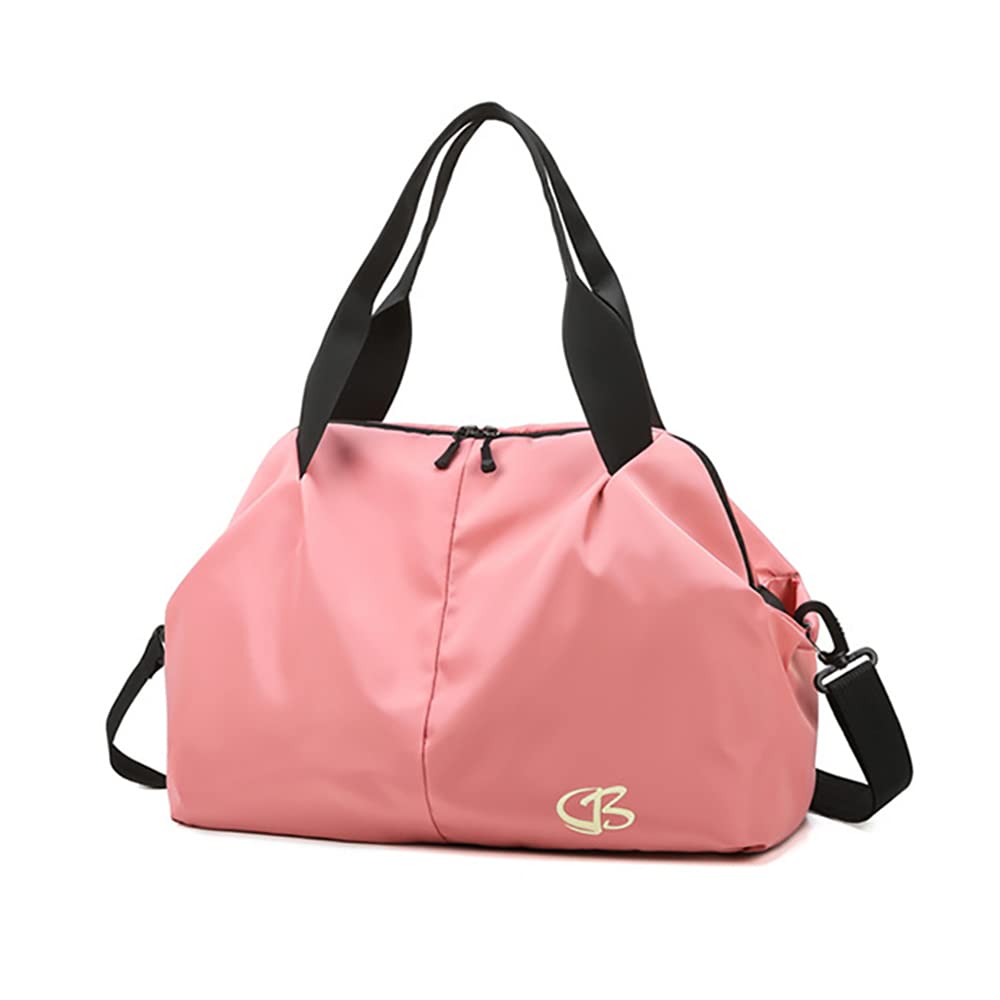Vllcsla Bolsa Deporte Mujer Bolsillo Humedo, Bolsa Deporte Pequeña Mujer Bolsa Gimnasio Pequeña, Bolsa de Viaje Resistente al Agua, Mochila Gimnasio Mujer, Bolsa de Fin de Semana Suave (Rosa Claro)