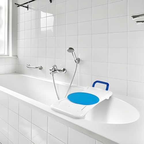 Mobiclinic®, Asiento Bañera, con Asiento Giratorio 360º, Océano, de Agarre, Ligero, Adultos, hasta 100Kg, Blanco y Azul - imagen 3