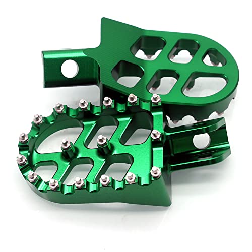 Image of MZS Dirt Bike Foot Pegs Compatible with KLX110 2002-2024 / KLX110L 2010, CNC Motocross Footpeg MX Footrest Rest Pedal Green