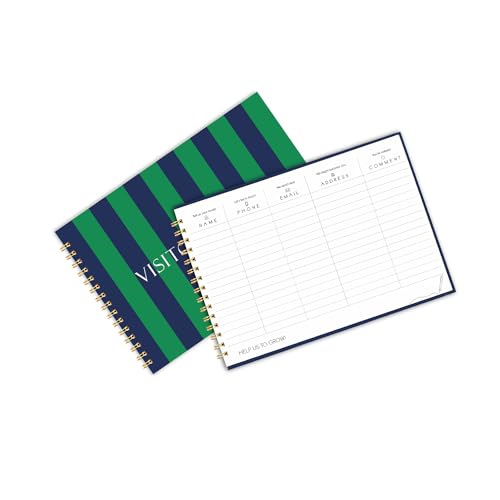 Image of Visitor Book - 8 x 12 Inches | Wiro Bound Guest Register for Hotels, Offices, Exhibitions, Boutiques & Business Use | Medium Size Visitor Log Book for Reception & Front Desk