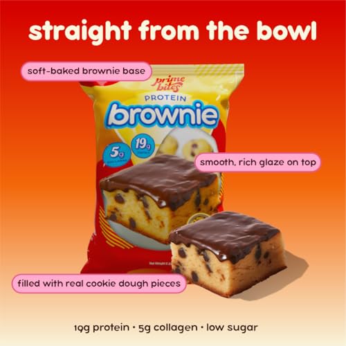 Image of Prime Bites High Protein Brownie (12 Per Box, Cookie Dough Bites) - 19g of Protein, 5g of Collagen, Gluten Free, Low Sugar Treat, Delicious Protein Snack