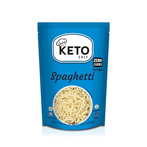 Keto Vegan Slim Spaghetti Pasta – Pasta Konjac amigable con Paleo, cero grasa, azúcar y carbohidratos, sin gluten, dieta saludable alimentos bajos en calorías, listos para comer | Paquete de 6 (270 g)