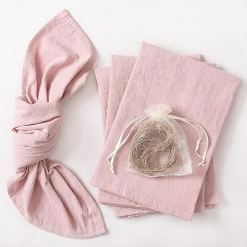 Nvzi Servilletas de tela de lino de algodón, lavables, suaves, duraderas y elegantes para comedor, restaurantes, bodas, eventos, alquileres, banquetes, c40 x 40 cm, 8 unidades, color rosa claro