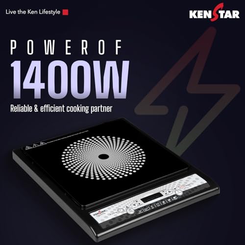 Image of Kenstar 1400 W Induction Cooktop Push Button (Black, IGNIS 14 1400 W)