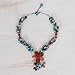 NOVICA Artisan Handmade Agate Carnelian Y Necklace Resin Bead Magnesite Aventurine Orange Turquoise Blue Beaded Thailand Celosia Floral Bohemian 'Summer Flower'