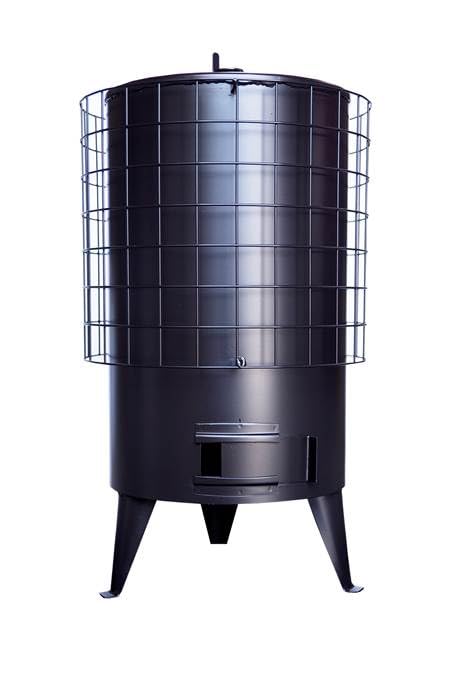 Estufa De Leña Redonda, Temperatura de los humos: 305ºc, Potencia 8.8 Kw Para Calentar Una Superficie De 50 M², Estufa Grande Chapa Para Leña, Estufa De Leña, Estufa De Carbon y Leña (Negro)