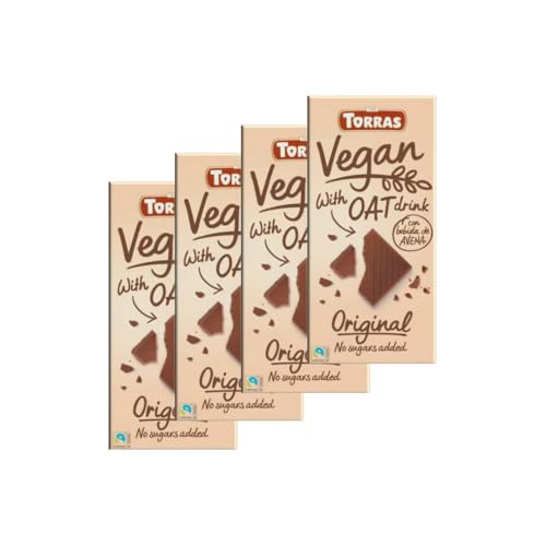 Pack 4x Chocolate Vegano con Bebida de Avena 100g | Tabletas Ecológicas Sin Gluten | Chocolate Cremoso y Saludable