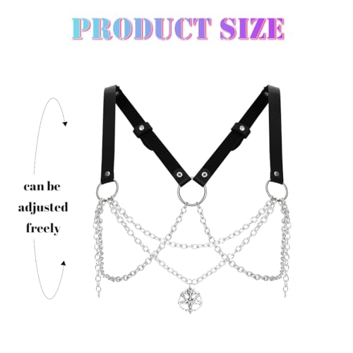 Bodiy Goth Leather Chest Chain Punk Rock Belts Fashion Harness for Women Costume Belts Cosplay Rave Accessory2
