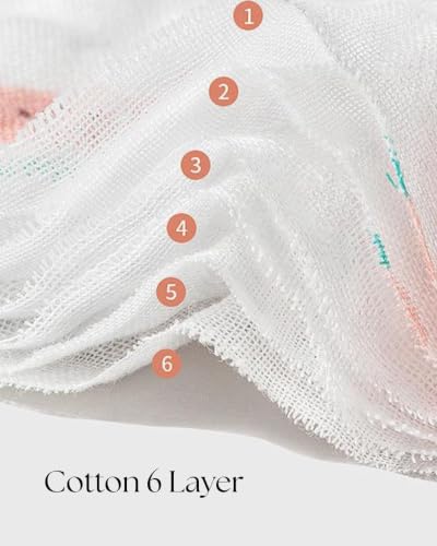 Image of Kassy Pop Printed 6 Layer Bamboo Muslin Blanket Cum Swaddling Towel for Baby | AC Quilt, Multi-Purpose Blanket | 70% Bamboo, 30% Cotton | 110cm x 110cm (Multicolor Print)