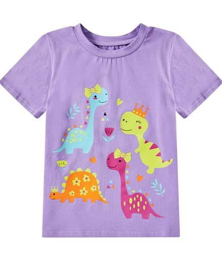 Toddler Girls Clothes T-Shirt Short Sleeve Graphic Tee Cartoon Dinosaur 2-6T Girl Shirt Summer